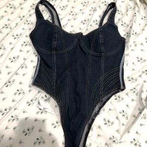 NWT IVY PARK RODEO DENIM BODY SUIT (L)